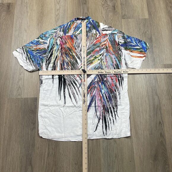 Jams World Shirt Mens Medium White Multicolor Aloha Hawaiian Rayon Made in USA - Picture 8 of 11